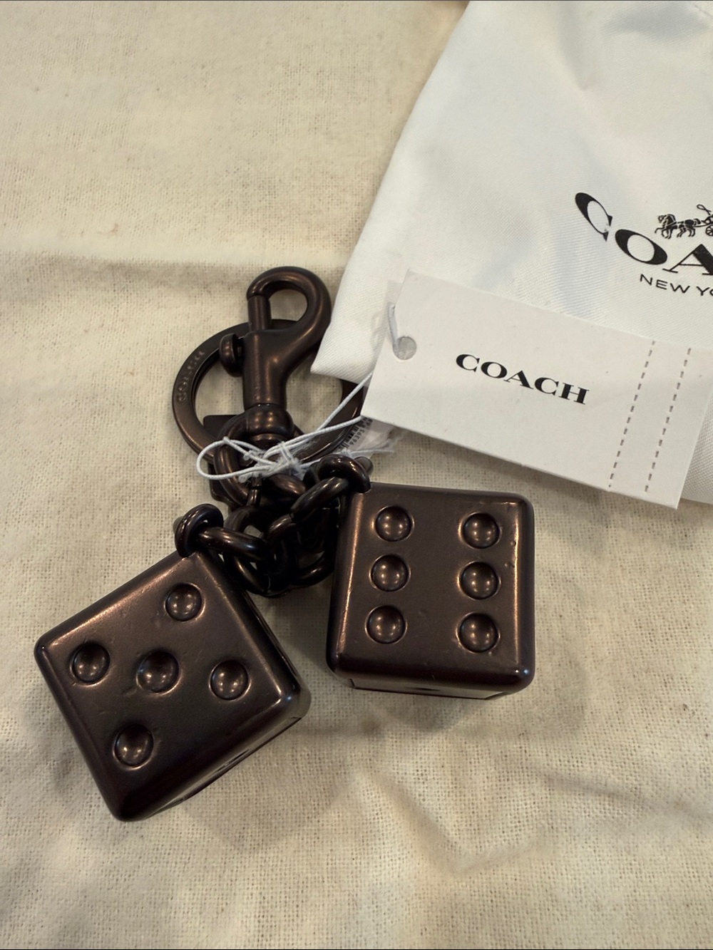 Coach bronze dice charm purse bag